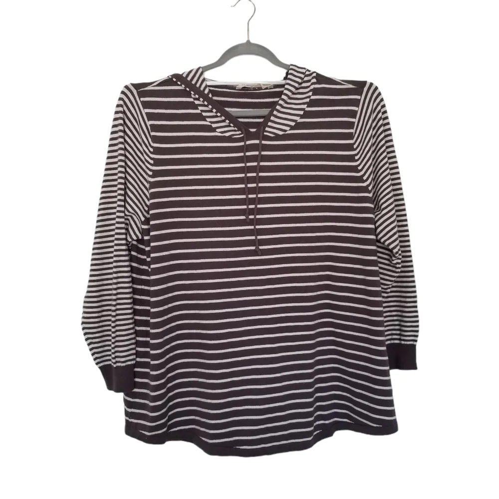 Soft Surroundings Striped Sz Medium Sweater Hoodie